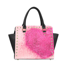 Load image into Gallery viewer, heart-made-pink-glitters Rivet Shoulder Handbag (Model 1645)