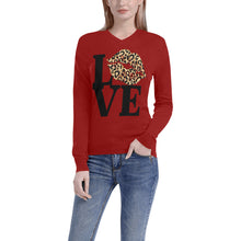 Load image into Gallery viewer, Love-cheetah Women's All Over Print V-Neck Sweater (Model H48)