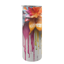 Load image into Gallery viewer, Dripping Flowers 20oz Tall Skinny Tumbler with Lid and Straw