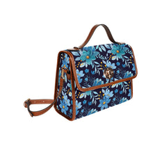 Load image into Gallery viewer, Blue Floral Waterproof Canvas Bag-Brown (All Over Print) (Model 1641)