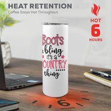 Load image into Gallery viewer, Boots & Bling 20oz Tall Skinny Tumbler with Lid and Straw