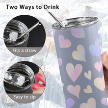 Load image into Gallery viewer, Hearts 20oz Tall Skinny Tumbler with Lid and Straw