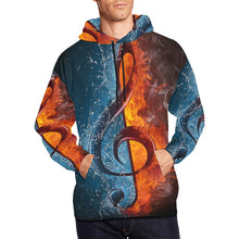 Load image into Gallery viewer, Treble Clef on Fire and Water All Over Print Hoodie for unisex (USA Size) (Model H13)