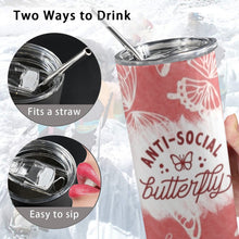 Load image into Gallery viewer, Antisocial 20oz Tall Skinny Tumbler with Lid and Straw