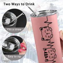 Load image into Gallery viewer, Cat heartbeat 20oz Tall Skinny Tumbler with Lid and Straw