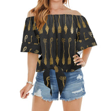 Load image into Gallery viewer, Broom Off Shoulder Knot Front Blouse (Model T71)