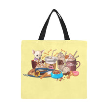 Load image into Gallery viewer, Dog mom coffee and lattes All Over Print Canvas Tote Bag/Large (Model 1699)