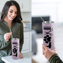 Load image into Gallery viewer, Dog groomer love 20oz Tall Skinny Tumbler with Lid and Straw