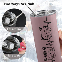 Load image into Gallery viewer, Cat heartbeat 20oz Tall Skinny Tumbler with Lid and Straw