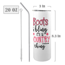 Load image into Gallery viewer, Boots & Bling 20oz Tall Skinny Tumbler with Lid and Straw