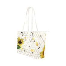Load image into Gallery viewer, Sunflower Bee Leather Tote Bag/Large (Model 1651)