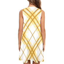 Load image into Gallery viewer, Yellow Plaid Sleeveless A-Line Pocket Dress (Model D57)