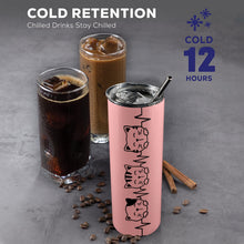 Load image into Gallery viewer, Cat heartbeat 20oz Tall Skinny Tumbler with Lid and Straw