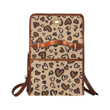 Load image into Gallery viewer, Heart Leopard Waterproof Canvas Bag-Brown (All Over Print) (Model 1641)
