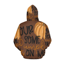 Load image into Gallery viewer, Brown- PourSomePumpkinOnMe All Over BBB Print Hoodie for Unisex (USA Size) (Model H13)