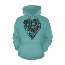 Load image into Gallery viewer, Black and Teal - Cheetah All Over Print Hoodie for Unisex  (USA Size) (Model H13)