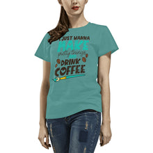 Load image into Gallery viewer, Make Pretty Things and Drink Coffee All Over Print T-Shirt for Women (USA Size) (Model T40)