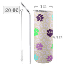 Load image into Gallery viewer, Paw Print 20oz Tall Skinny Tumbler with Lid and Straw