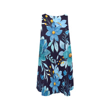 Load image into Gallery viewer, Blue Floral Sleeveless A-Line Pocket Dress (Model D57)