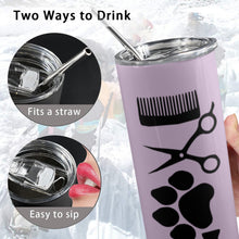 Load image into Gallery viewer, Dog groomer love 20oz Tall Skinny Tumbler with Lid and Straw