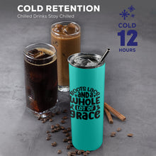 Load image into Gallery viewer, Boots lace and a whole lot of grace 20oz Tall Skinny Tumbler with Lid and Straw