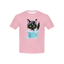 Load image into Gallery viewer, BLACK CAT 9 (kids) Kids' Mesh Cloth T-Shirt with Solid Color Neck (Model T40)