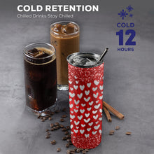 Load image into Gallery viewer, Red Heart 20oz Tall Skinny Tumbler with Lid and Straw