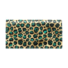 Load image into Gallery viewer, Teal and gold leopard Women's Flap Wallet (Model 1707)