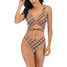 Load image into Gallery viewer, Plaid 2 Cross String Bikini Set (Model S29)