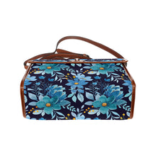 Load image into Gallery viewer, Blue Floral Waterproof Canvas Bag-Brown (All Over Print) (Model 1641)