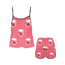 Load image into Gallery viewer, Makeup Women's Spaghetti Strap Short Pajama Set