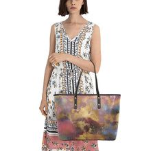 Load image into Gallery viewer, Watercolor Splash Chic Leather Tote Bag (Model 1709)