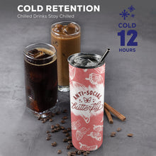 Load image into Gallery viewer, Antisocial 20oz Tall Skinny Tumbler with Lid and Straw