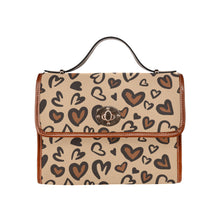 Load image into Gallery viewer, Heart Leopard Waterproof Canvas Bag-Brown (All Over Print) (Model 1641)