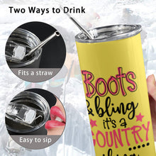 Load image into Gallery viewer, Boots & Bling 20oz Tall Skinny Tumbler with Lid and Straw