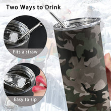 Load image into Gallery viewer, Camo 20oz Tall Skinny Tumbler with Lid and Straw