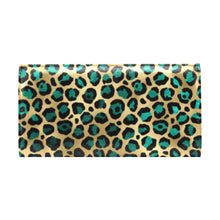 Load image into Gallery viewer, Teal and gold leopard Women's Flap Wallet (Model 1707)
