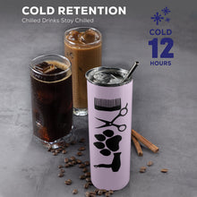 Load image into Gallery viewer, Dog groomer love 20oz Tall Skinny Tumbler with Lid and Straw