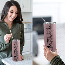 Load image into Gallery viewer, Cat heartbeat 20oz Tall Skinny Tumbler with Lid and Straw