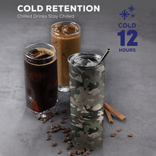 Load image into Gallery viewer, Camo 20oz Tall Skinny Tumbler with Lid and Straw