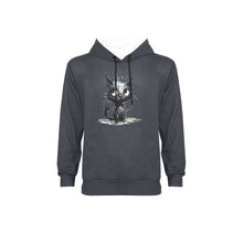 Load image into Gallery viewer, Black cat Fleece Hoodie w/ White Lining Hood (Model H55)