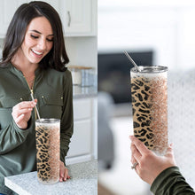 Load image into Gallery viewer, Rose gold teal 20oz Tall Skinny Tumbler with Lid and Straw