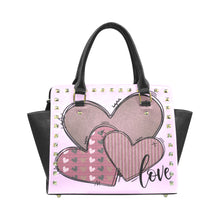 Load image into Gallery viewer, LOVEPurpHeart Rivet Shoulder Handbag (Model 1645)