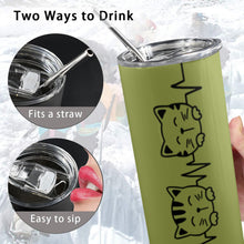 Load image into Gallery viewer, Cat heartbeat 20oz Tall Skinny Tumbler with Lid and Straw