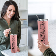Load image into Gallery viewer, Cat heartbeat 20oz Tall Skinny Tumbler with Lid and Straw
