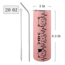 Load image into Gallery viewer, Cat heartbeat 20oz Tall Skinny Tumbler with Lid and Straw