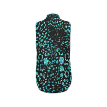 Load image into Gallery viewer, Black and Teal - Jaguar Women's Bow Tie V-Neck Sleeveless Shirt (Model T69)