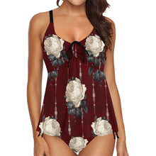 Load image into Gallery viewer, Gothic rose Chest Drawstring Swim Dress (Model S30)