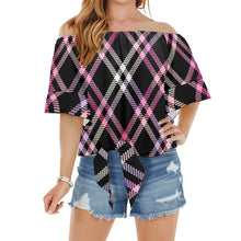Load image into Gallery viewer, Plaid Fun Off Shoulder Knot Front Blouse (Model T71)