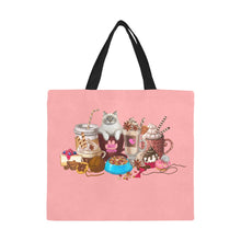 Load image into Gallery viewer, cat mom coffee and lattes sublimation All Over Print Canvas Tote Bag/Large (Model 1699)